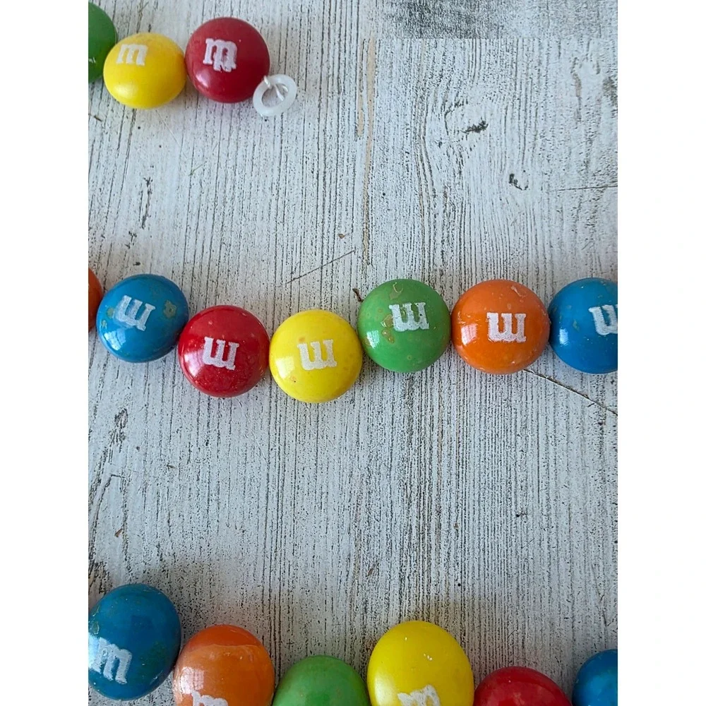 Vintage‎ M&M Garland candy Xmas decor rainbow red blue green
